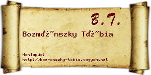 Bozmánszky Tóbia névjegykártya